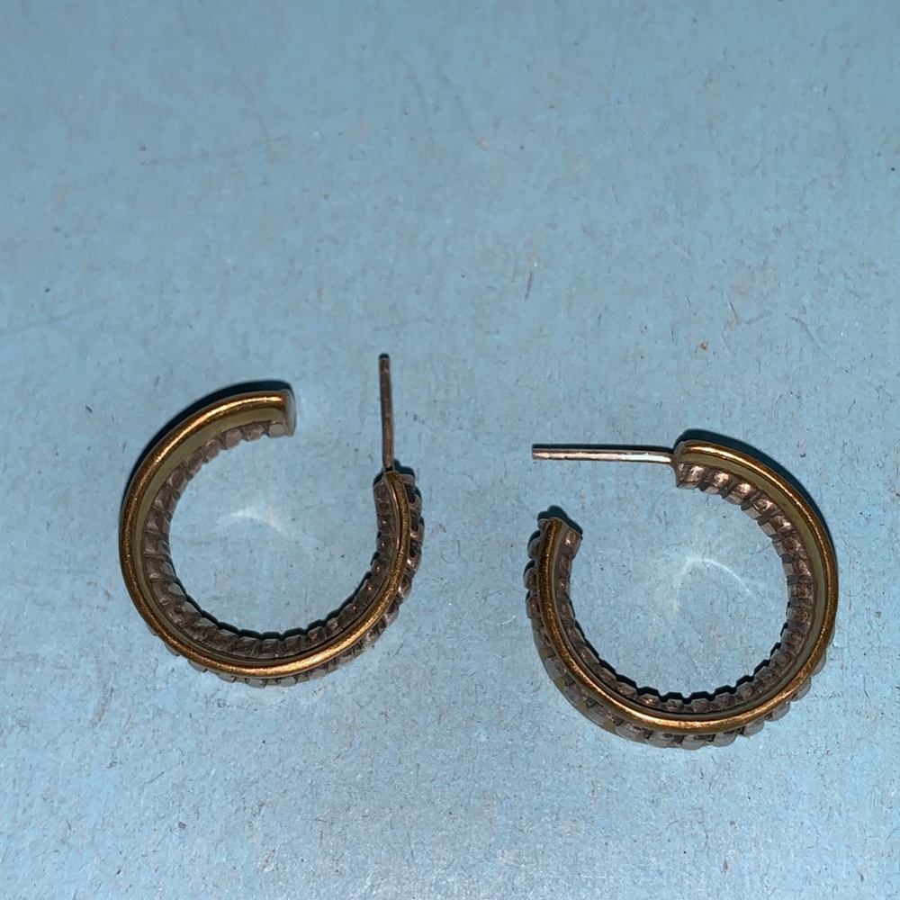 Gold Silver Tone Chunky Hoops View 2